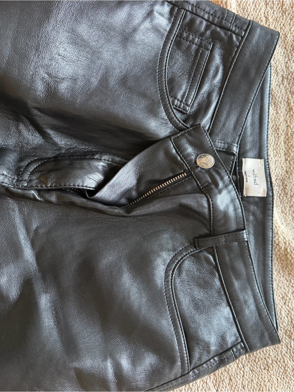 Aritzia Black Faux-Leather Skinny Jeans